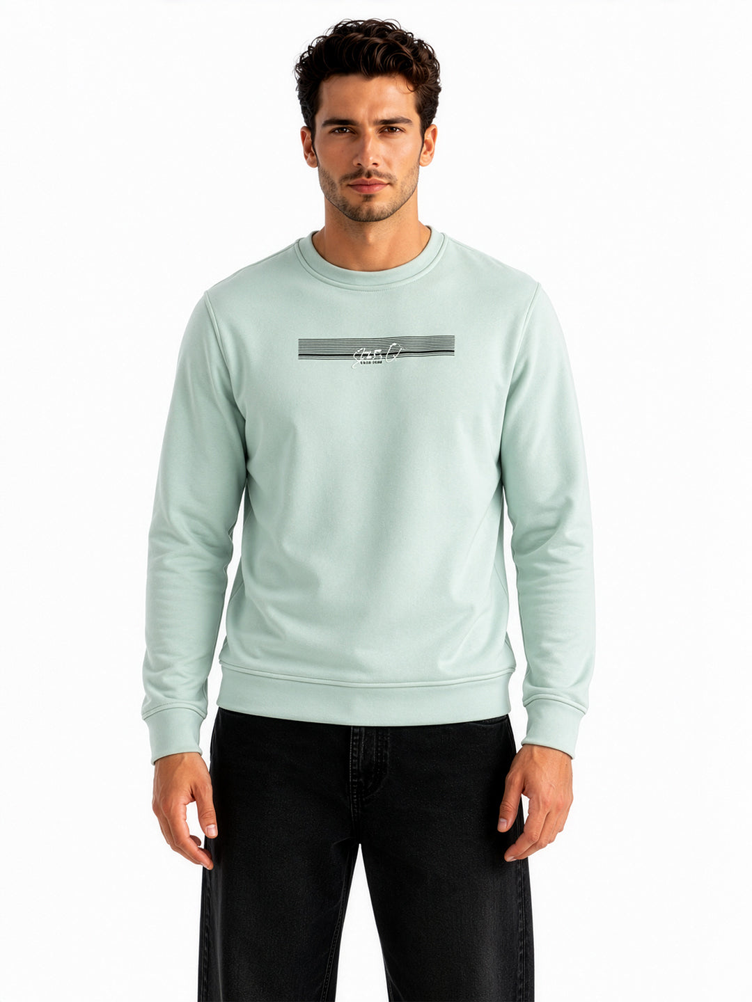 Men's Cotton Round Neck Pullover Sweatshirt