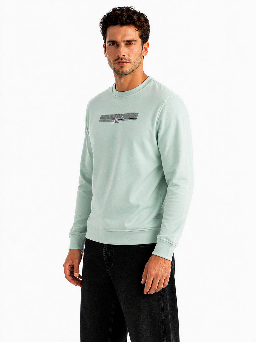 Men's Cotton Round Neck Pullover Sweatshirt