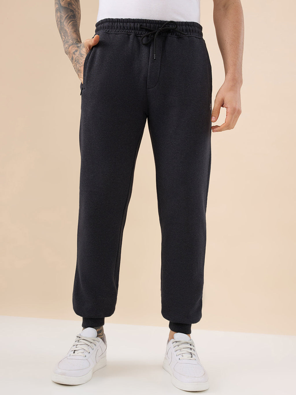 Status Quo Men's Solid Regular Fit Fleece Jogger with Drawstring Waist