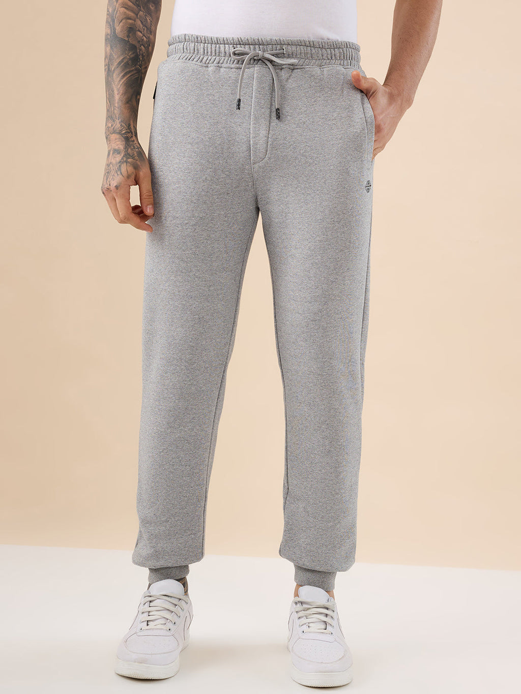 Status Quo Men's Solid Regular Fit Fleece Jogger with Drawstring Waist