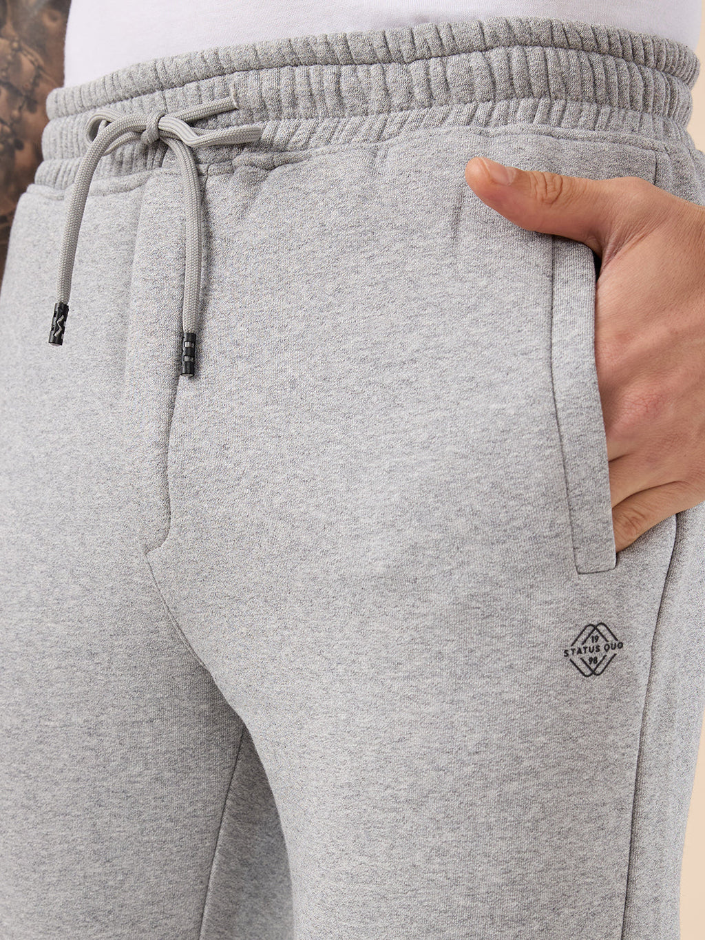 Status Quo Men's Solid Regular Fit Fleece Jogger with Drawstring Waist