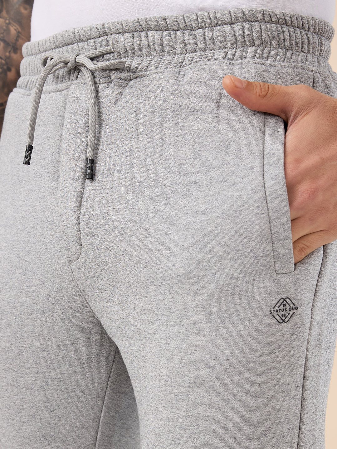 Status Quo Men's Solid Regular Fit Fleece Jogger with Drawstring Waist