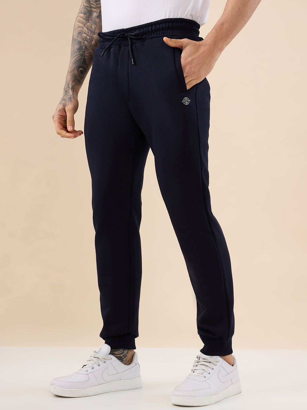 Status Quo Men's Solid Regular Fit Fleece Jogger with Drawstring Waist