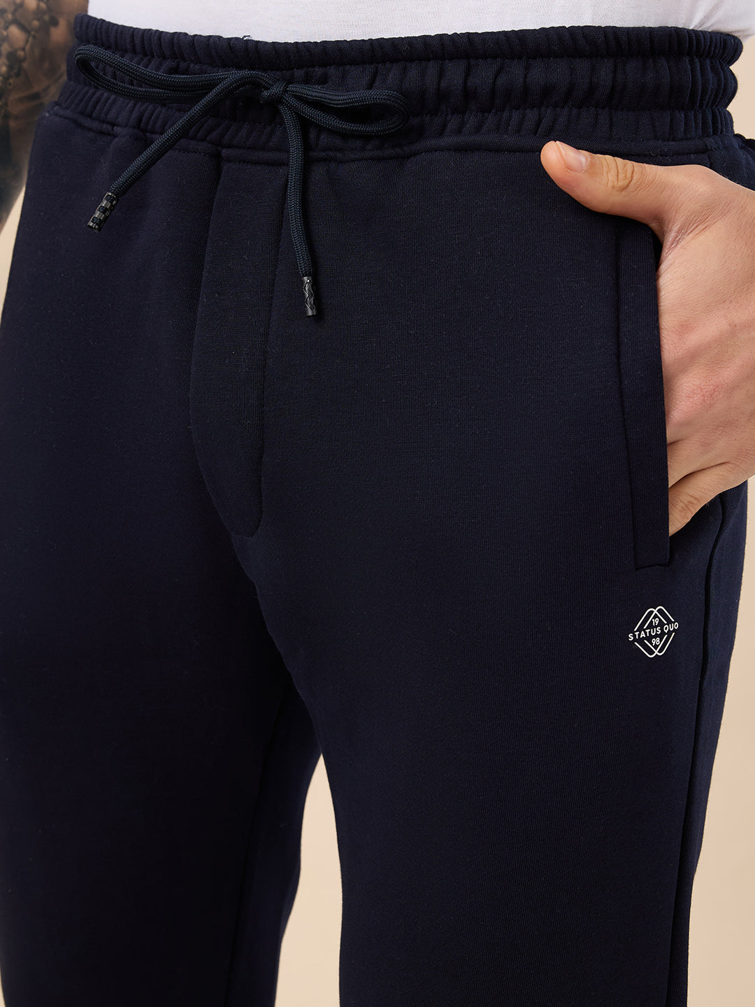 Men's Solid Regular Fit Fleece Jogger with Drawstring Waist