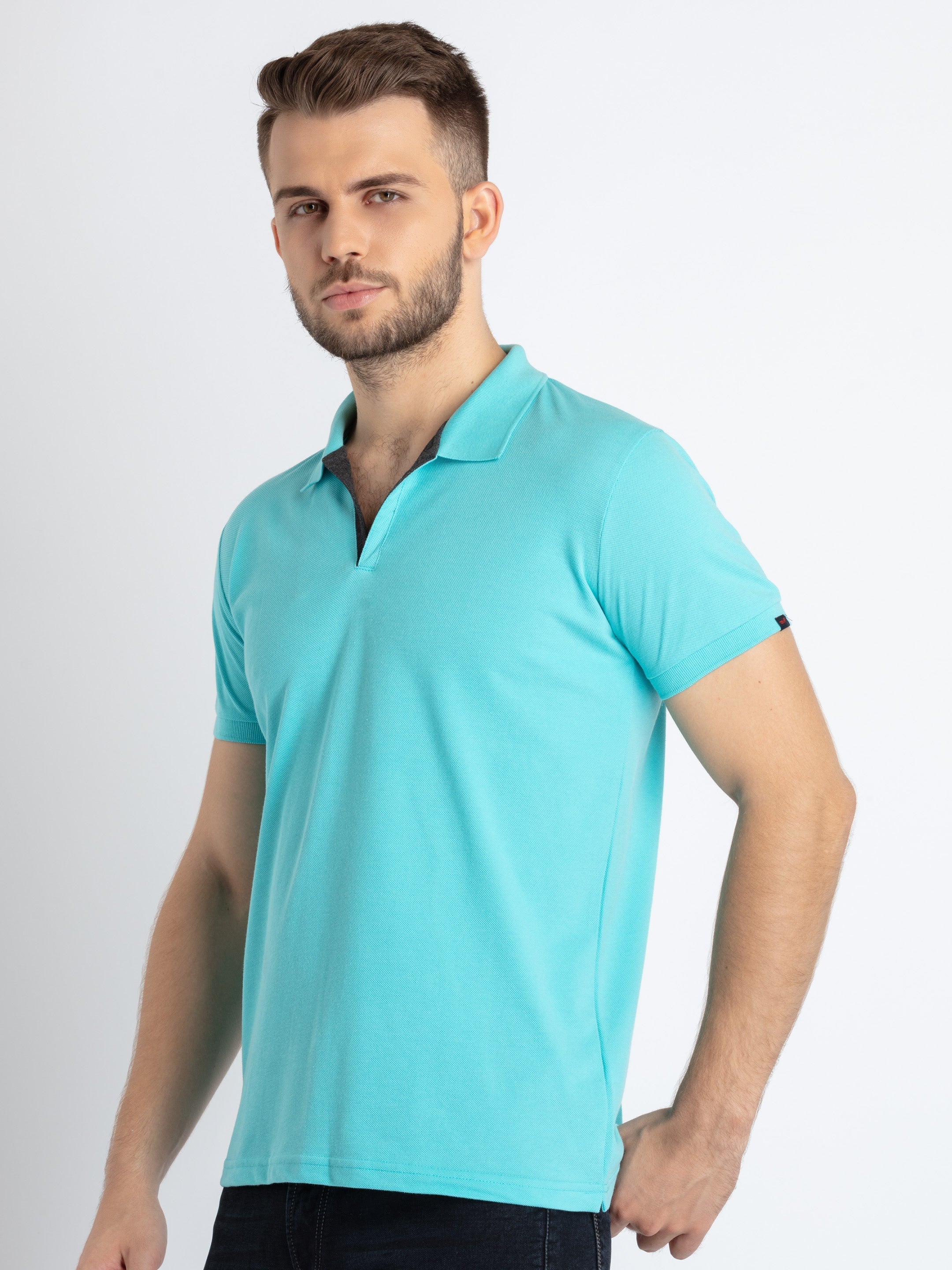 Mens Solid Half Sleeves Slim Fit Polo T-Shirt Secondary image