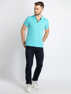 Mens Solid Half Sleeves Slim Fit Polo T-Shirt