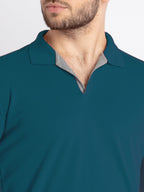 Mens Solid Half Sleeves Slim Fit Polo T-Shirt