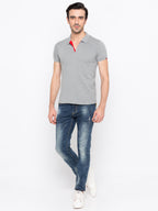 Mens Solid Half Sleeves Slim Fit Polo T-Shirt