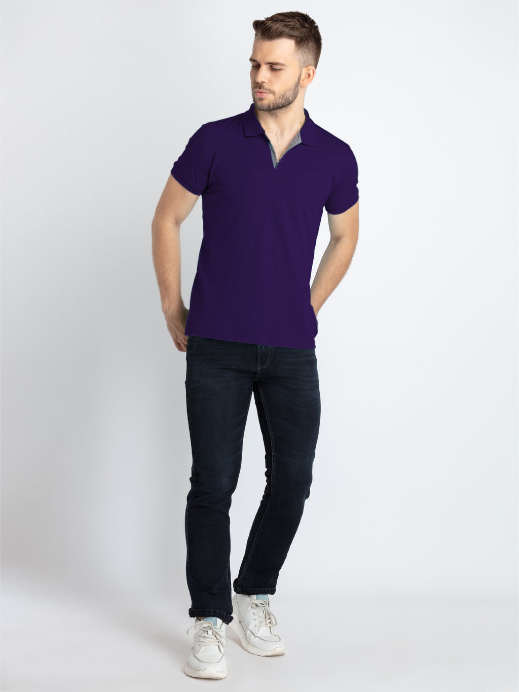 Men's Solid Half Sleeves Slim Fit Polo T-Shirt