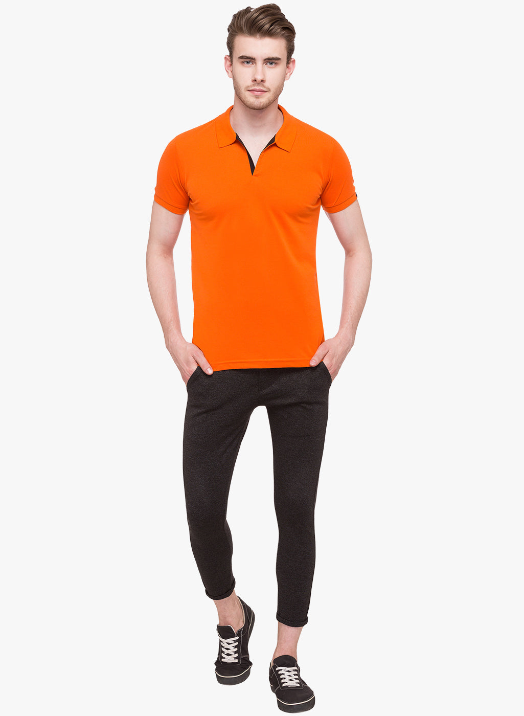 Men's Solid Half Sleeves Slim Fit Polo T-Shirt