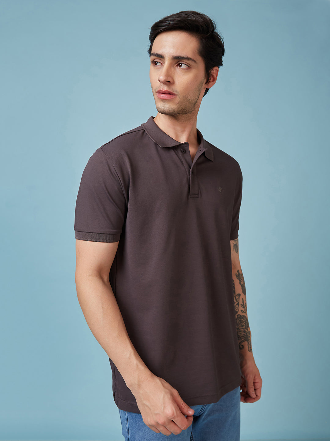 Men's Solid Polo Neck Half Sleeves T-shirts Secondary image
