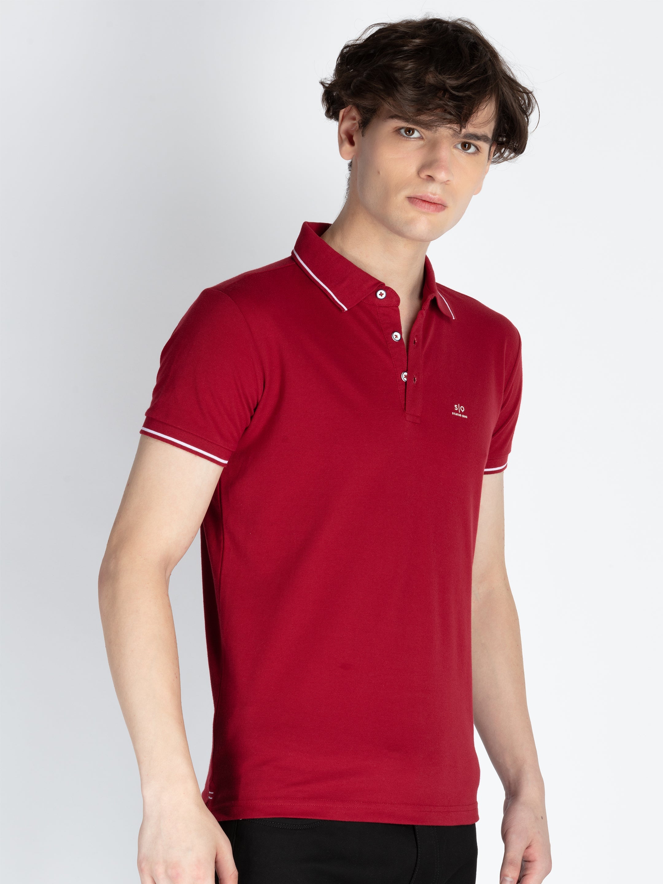 Mens Solid Regular Fit Polo T-Shirt