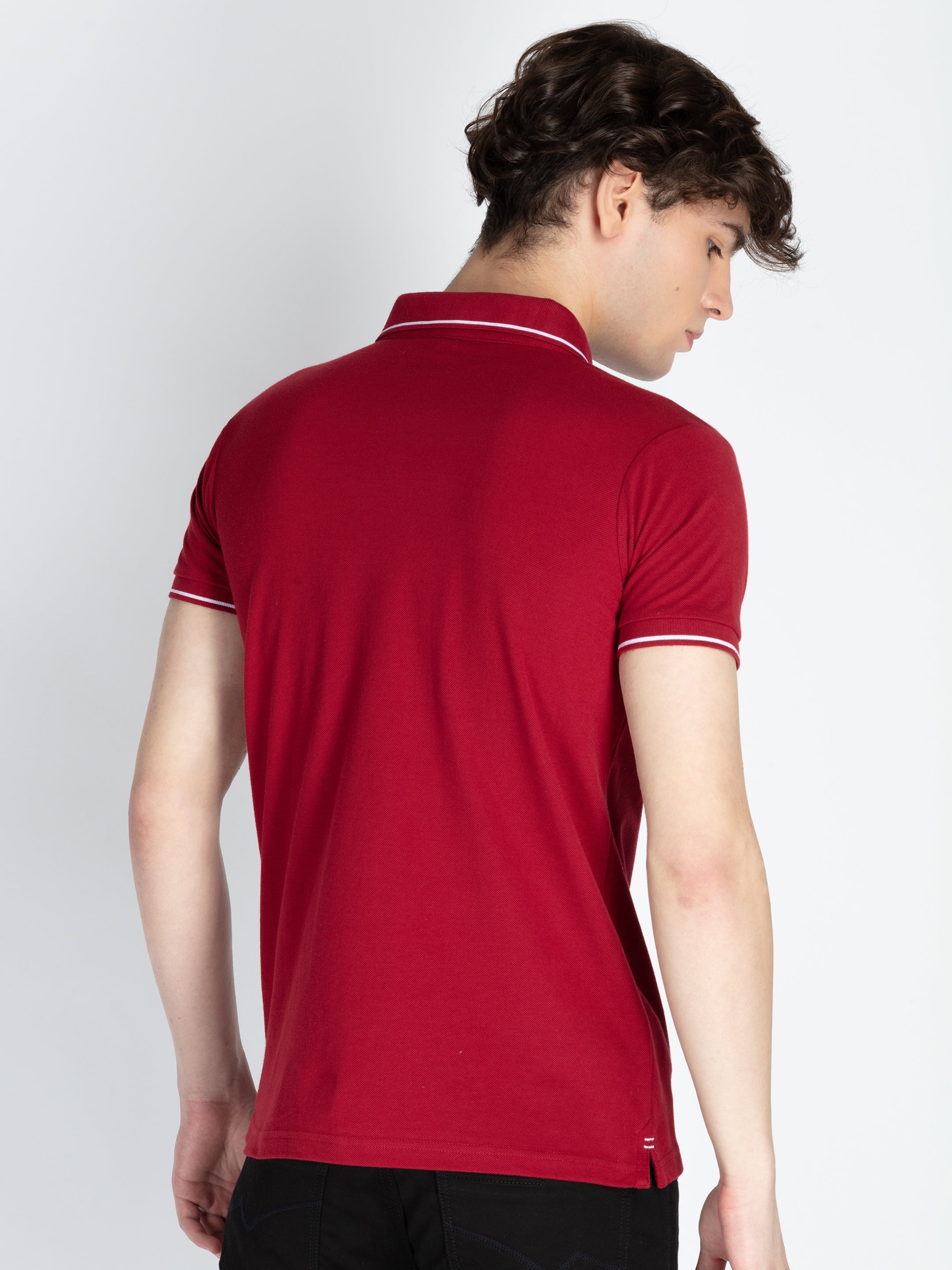 Mens Solid Regular Fit Polo T-Shirt