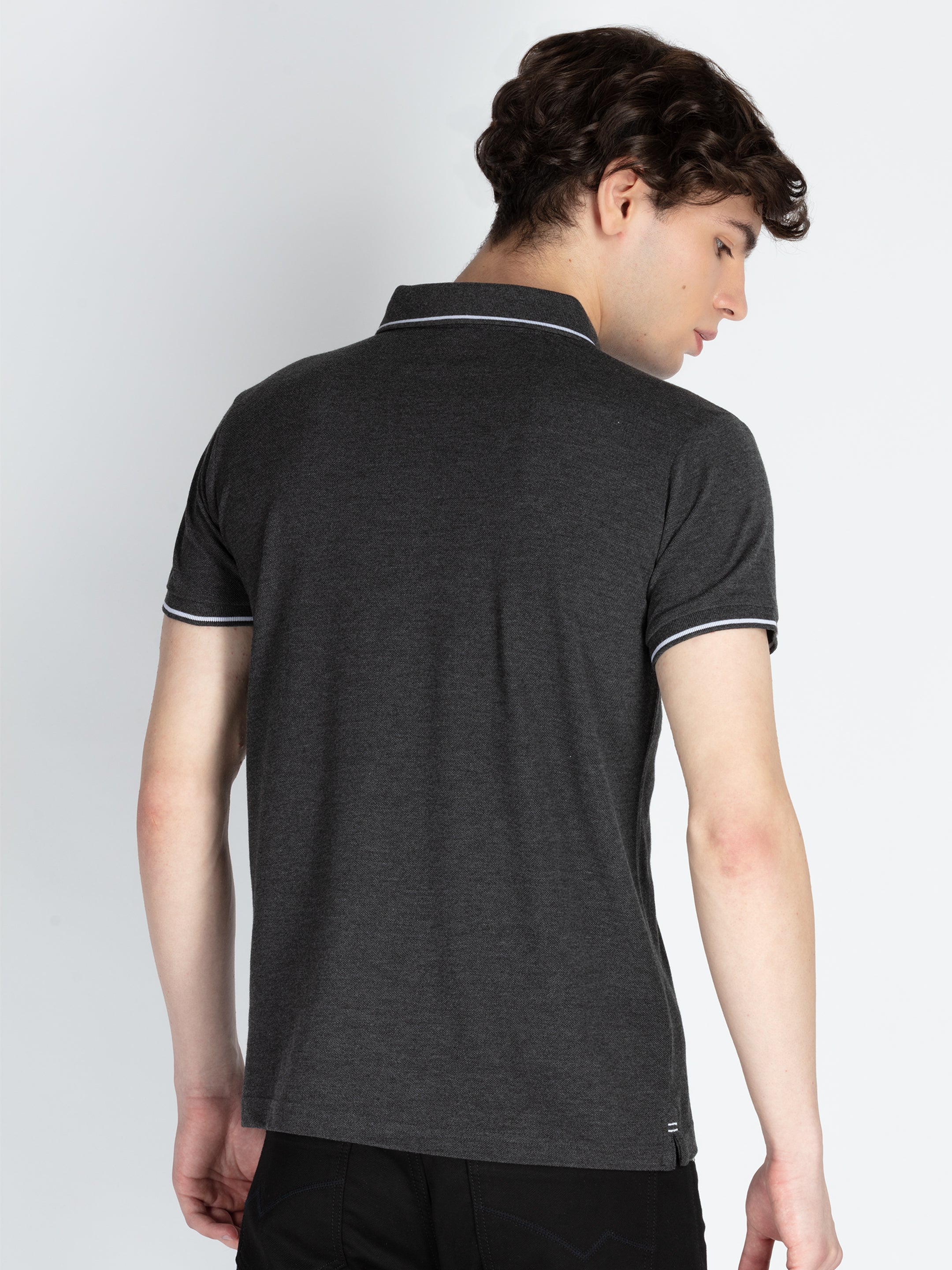 Mens Solid Regular Fit Polo T-Shirt