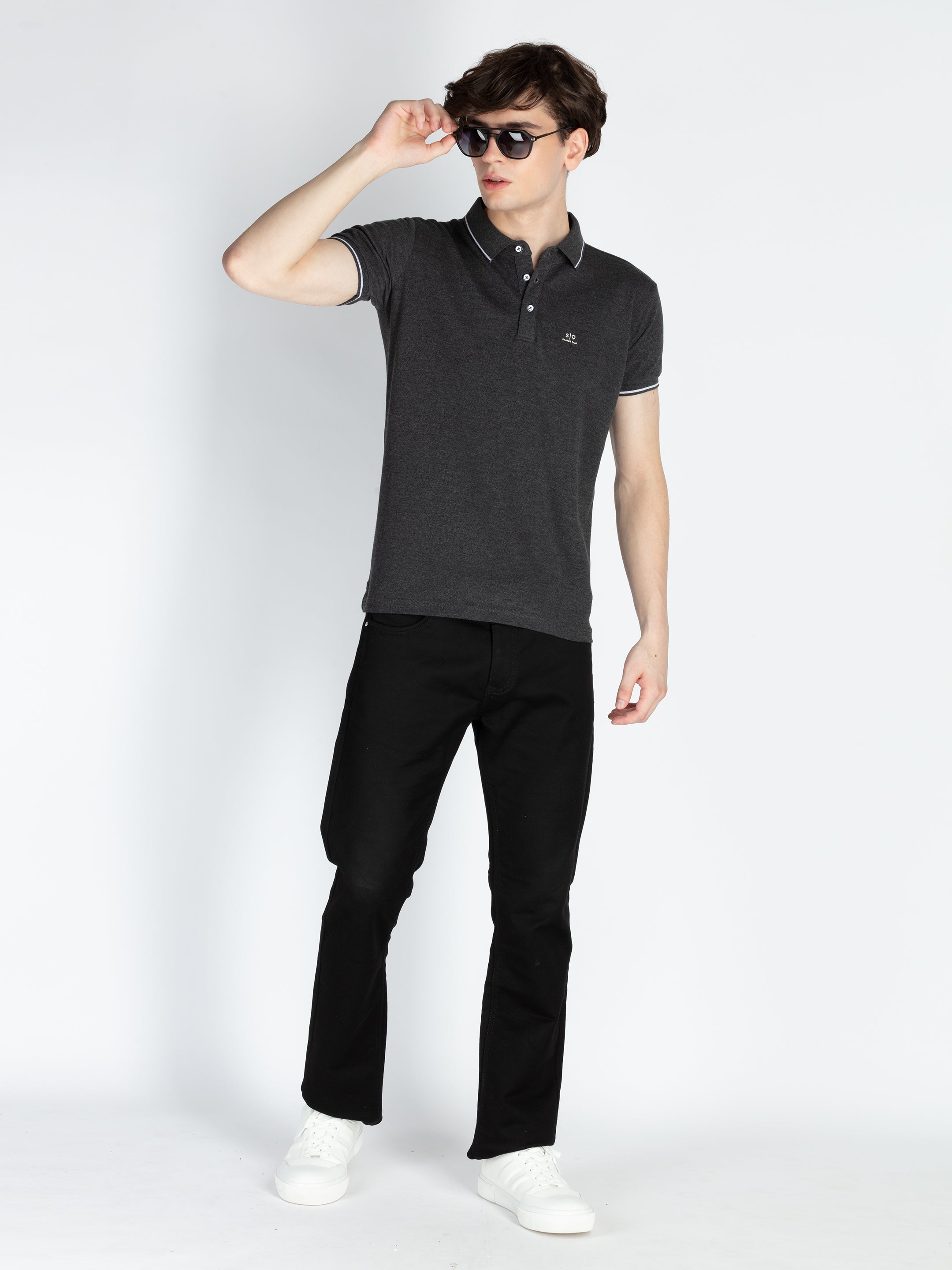 Mens Solid Regular Fit Polo T-Shirt