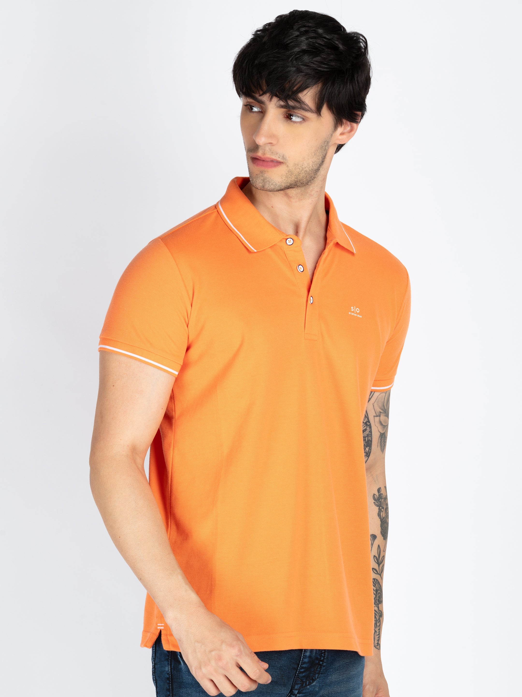 Men's Solid Polo Neck Short Sleeves Casual Tshirt Secondary image