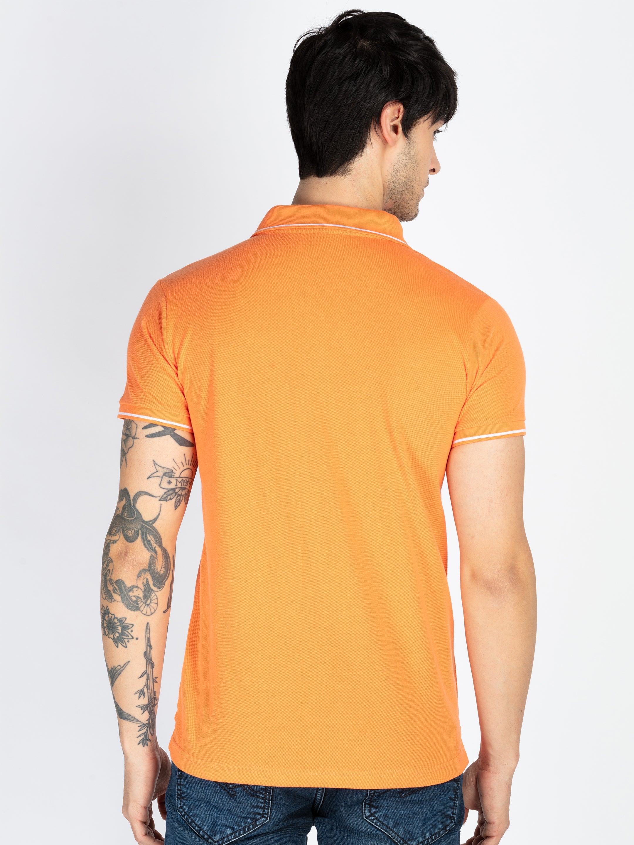 Men's Solid Polo Neck Short Sleeves Casual Tshirt