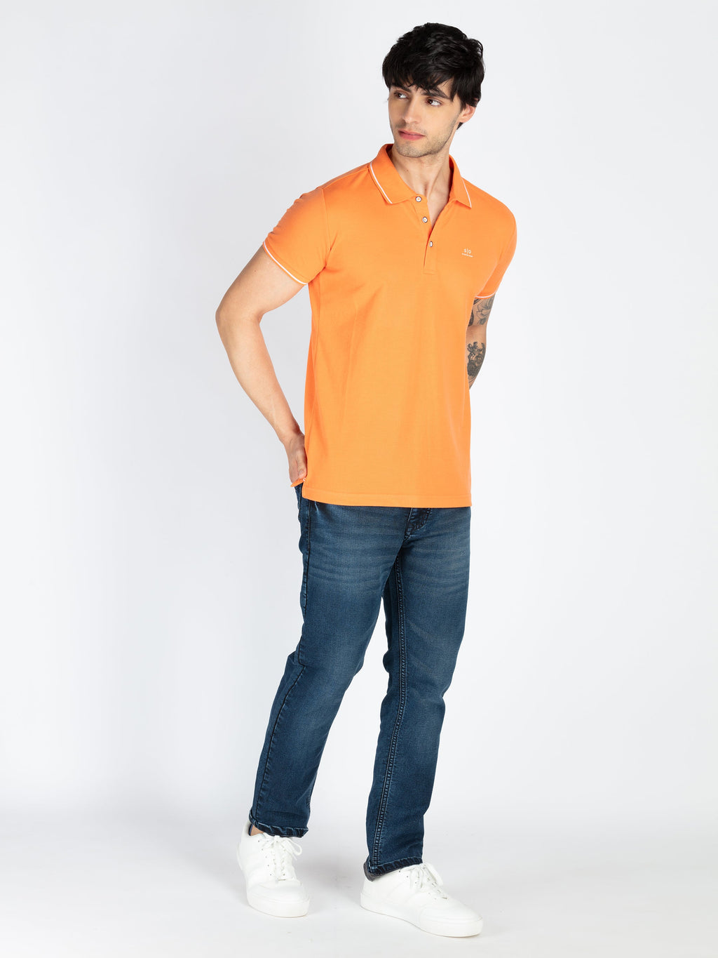 Men's Solid Polo Neck Short Sleeves Casual Tshirt