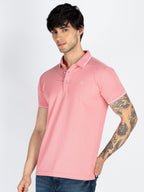 Men's Solid Polo Neck Short Sleeves Casual Tshirt
