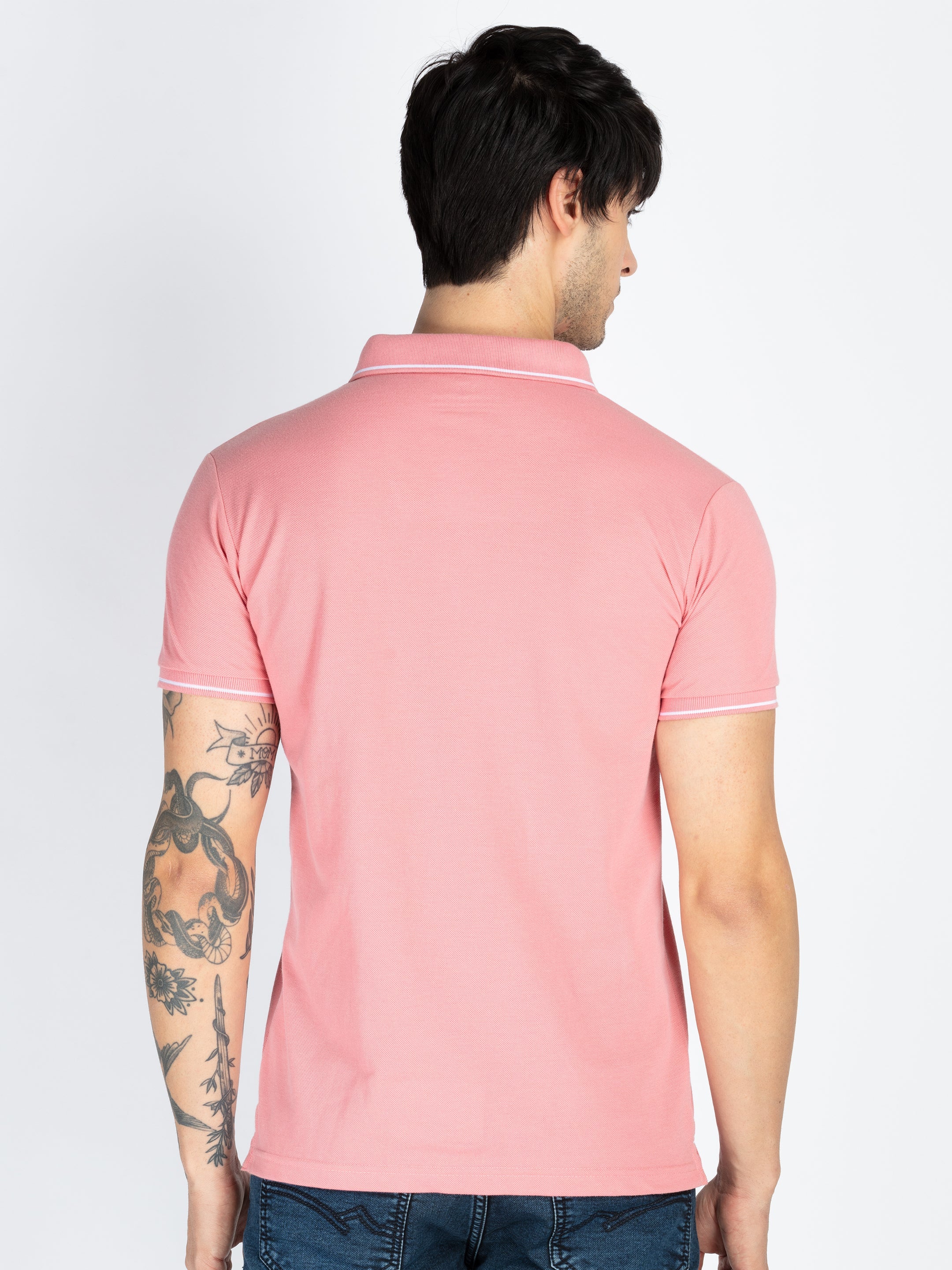 Men's Solid Polo Neck Short Sleeves Casual Tshirt
