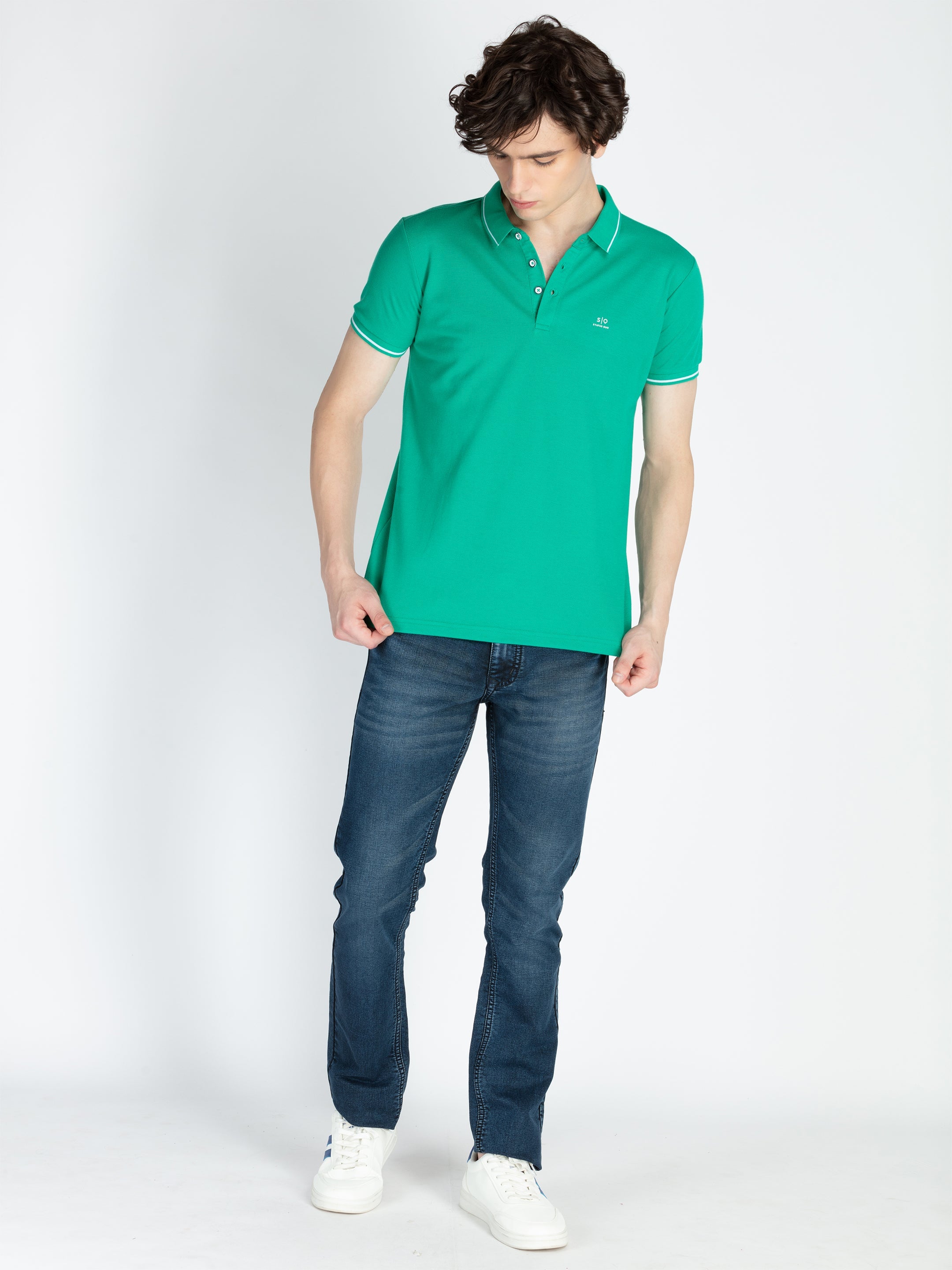 Mens Solid Regular Fit Polo T-Shirt