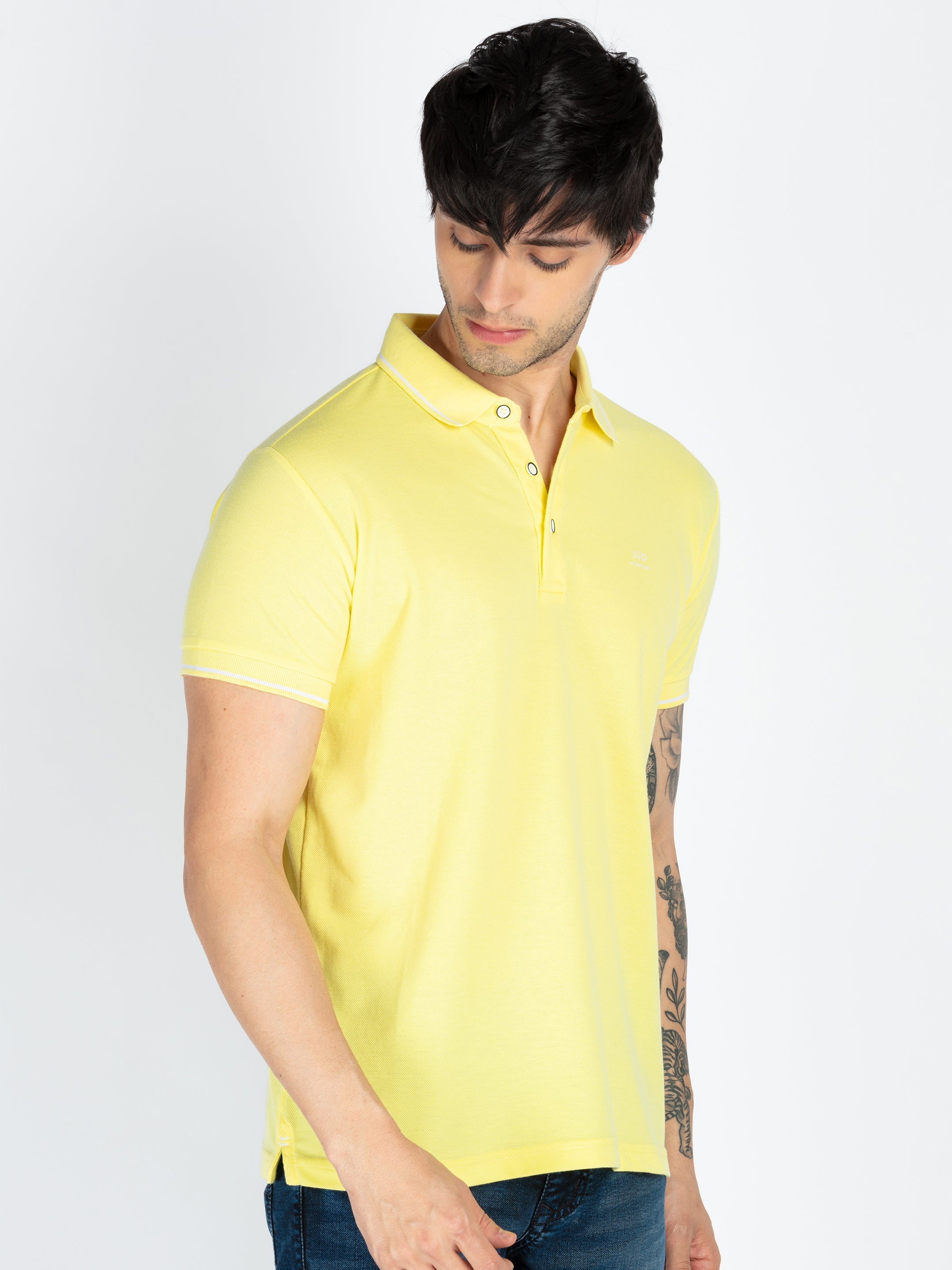 Men's Solid Polo Neck Short Sleeves Casual Tshirt Secondary image