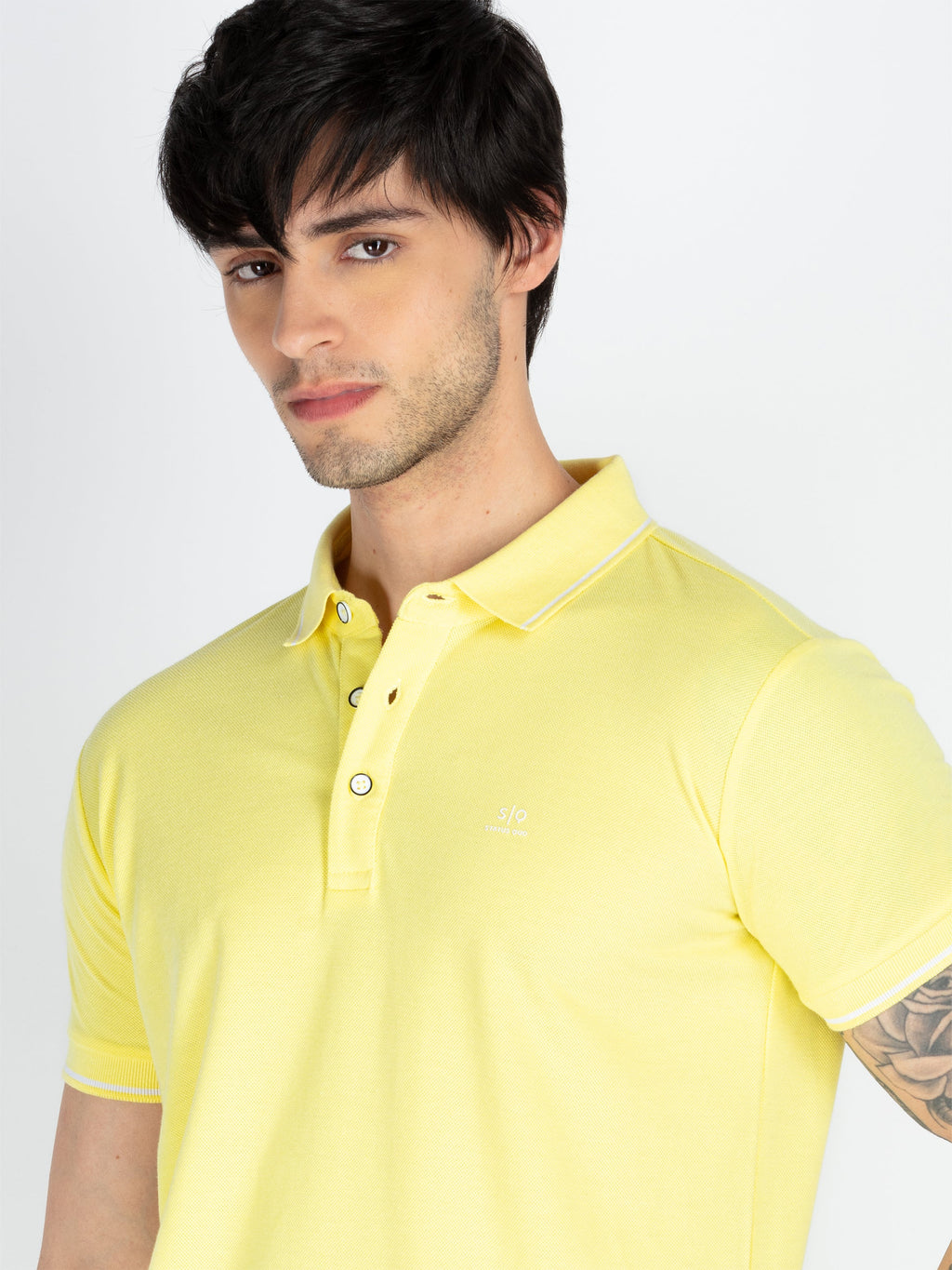 Men's Solid Polo Neck Short Sleeves Casual Tshirt