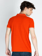 Mens Solid Half Sleeves Slim Fit Polo T-Shirt with Tipping Collar
