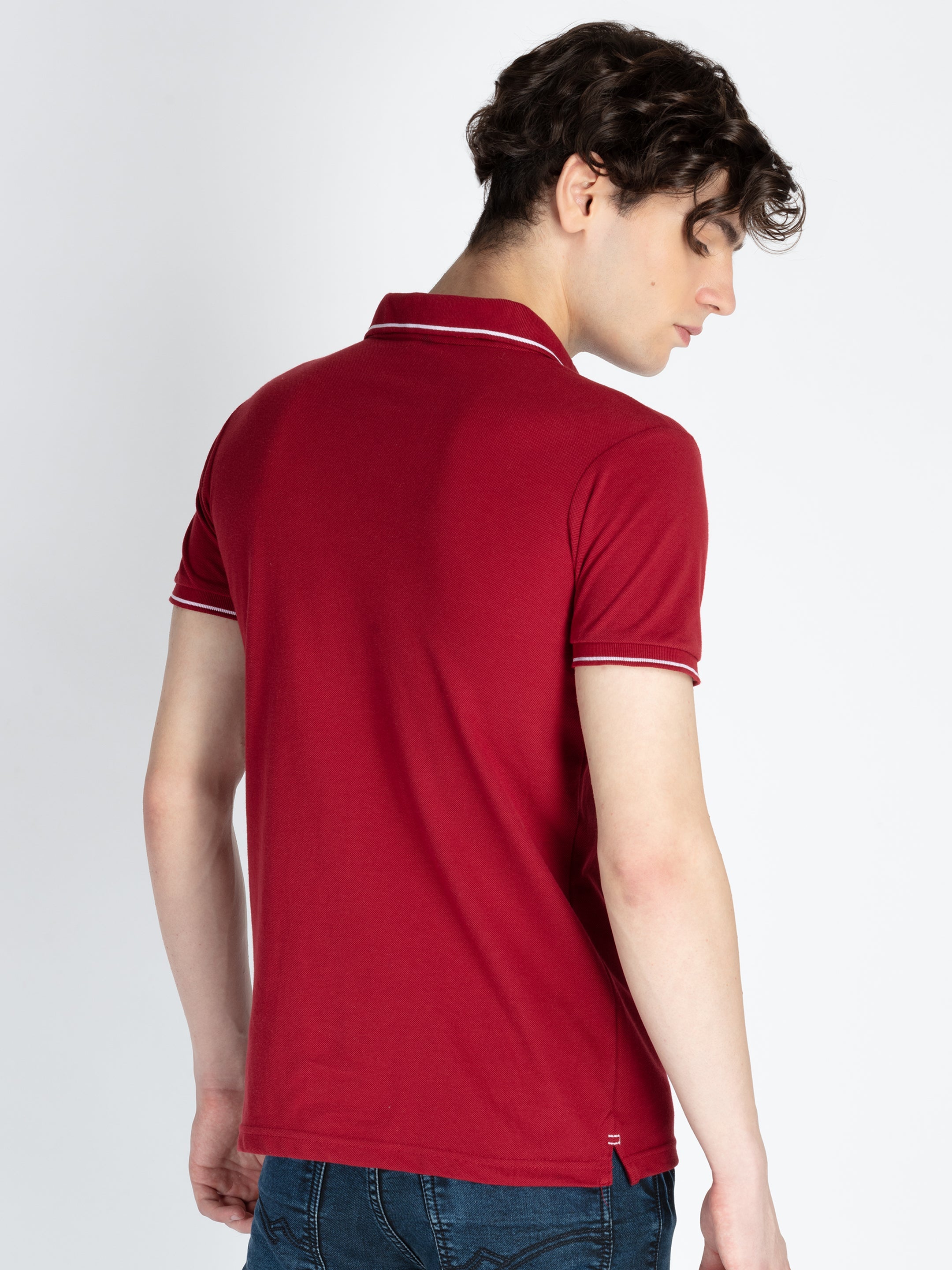 Mens Solid Regular Fit Polo T-Shirt