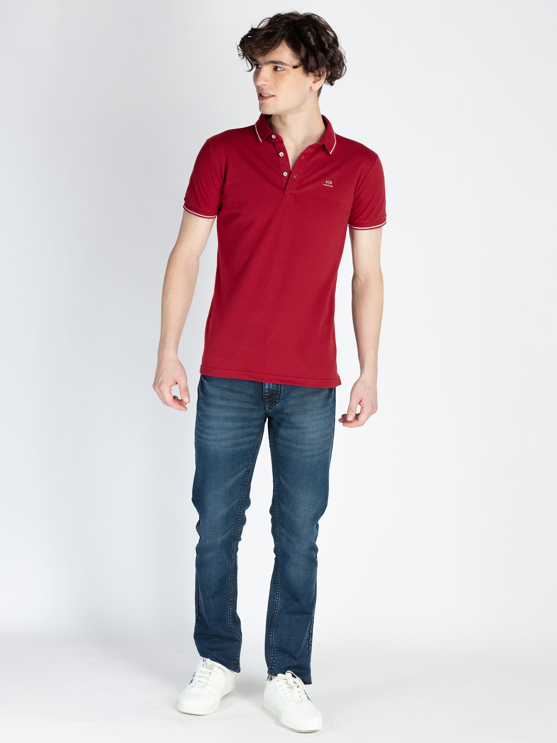 Mens Solid Regular Fit Polo T-Shirt