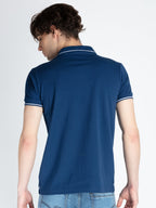 Mens Solid Half Sleeves Slim Fit Polo T-Shirt with Tipping Collar