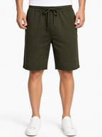 Olive Solid Knit Shorts