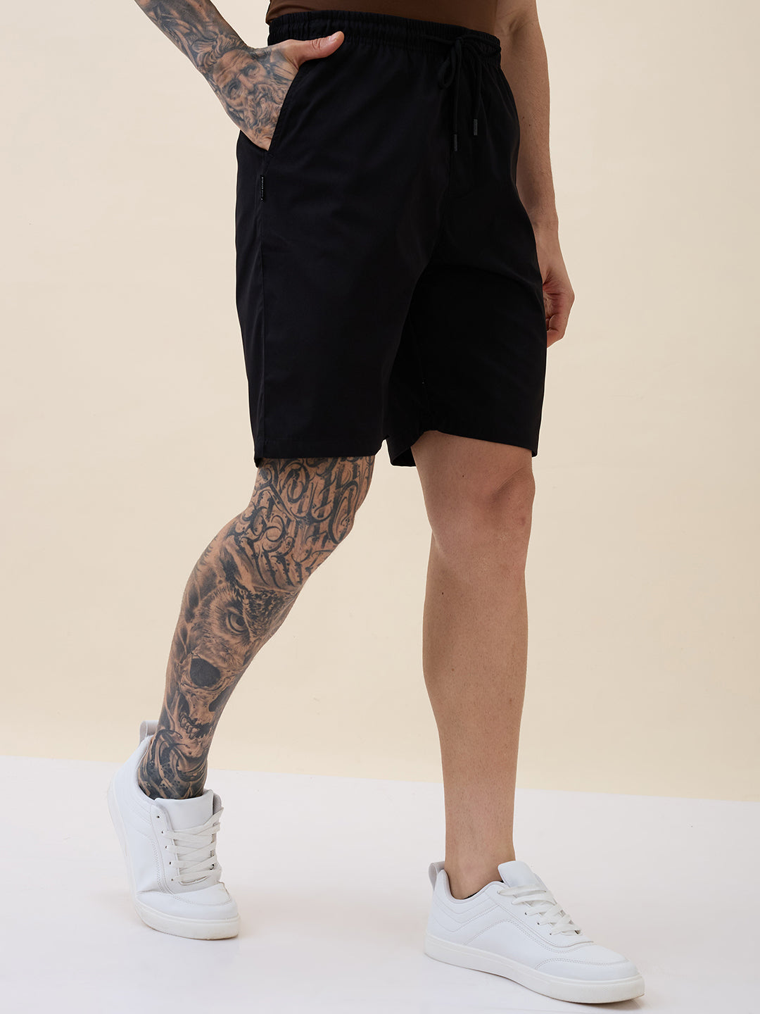 Men's Solid Basic Regular Fit Drawstring Shorts