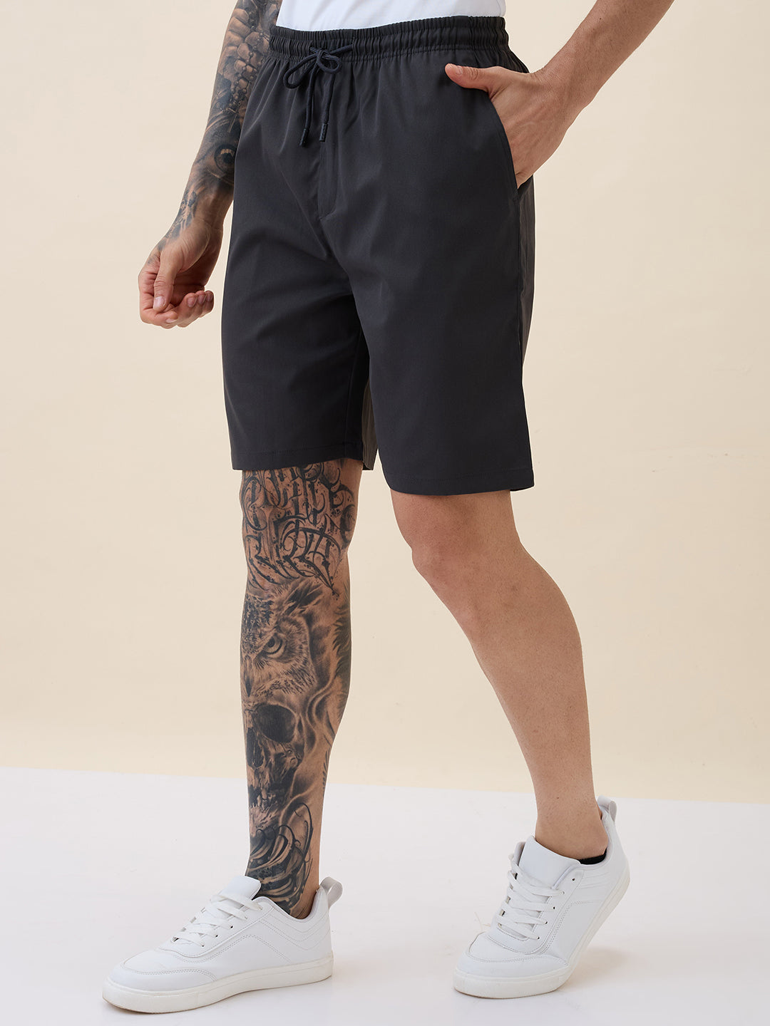 Men's Solid Basic Regular Fit Drawstring Shorts