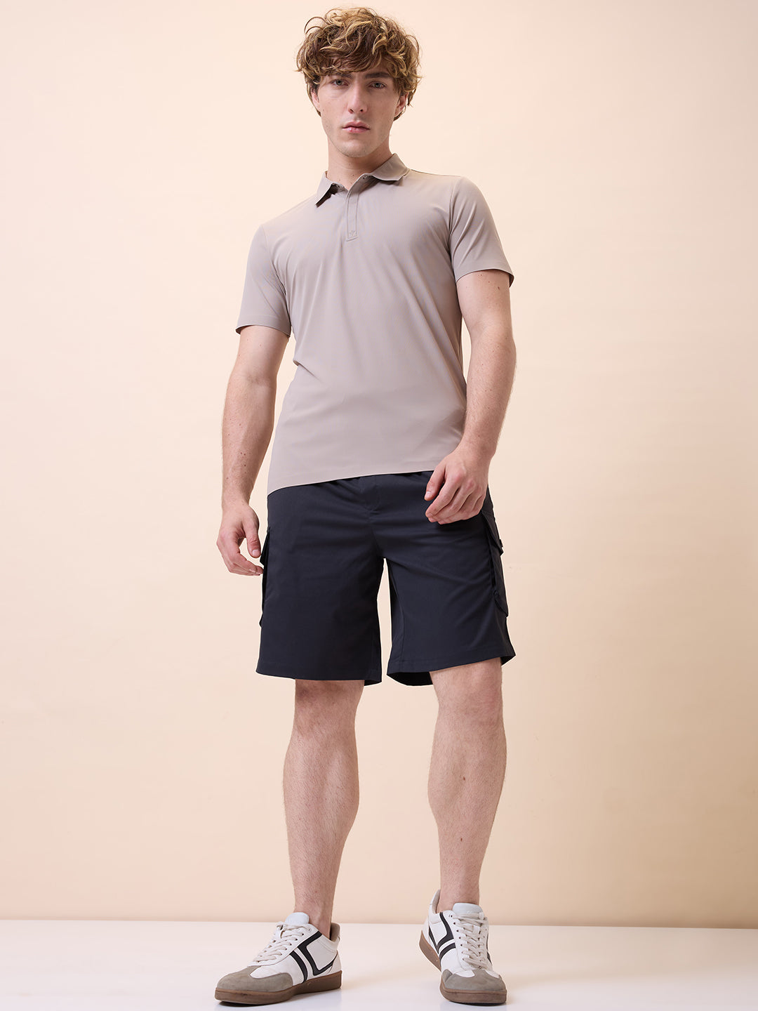 Mens Solid Regular Fit Drawstring Short
