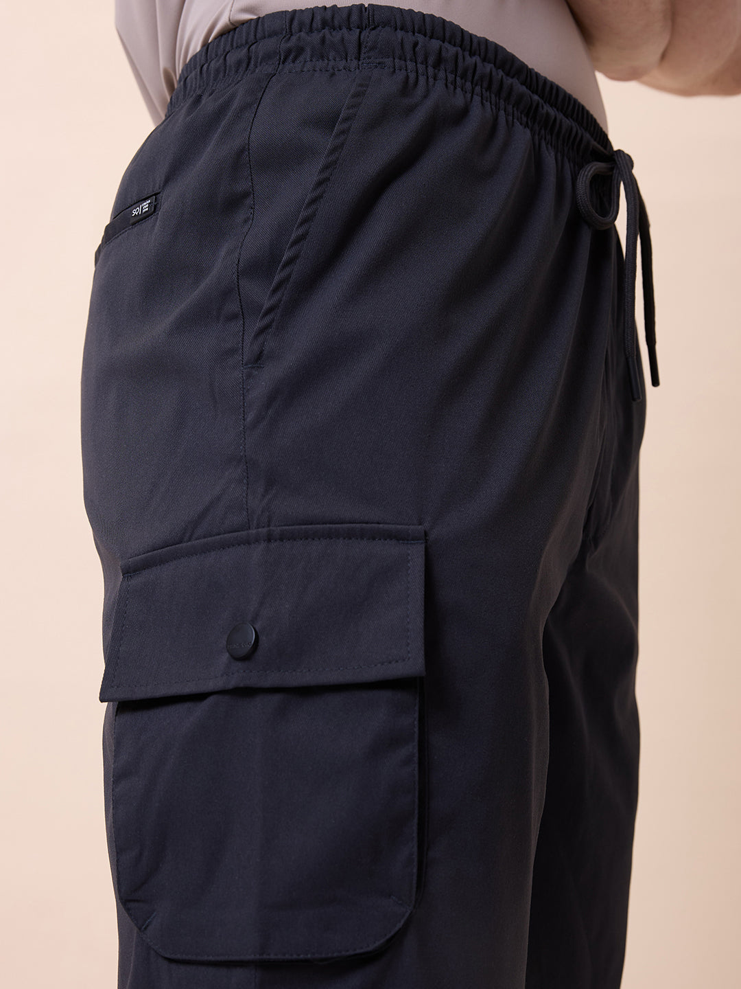 Mens Solid Regular Fit Drawstring Short