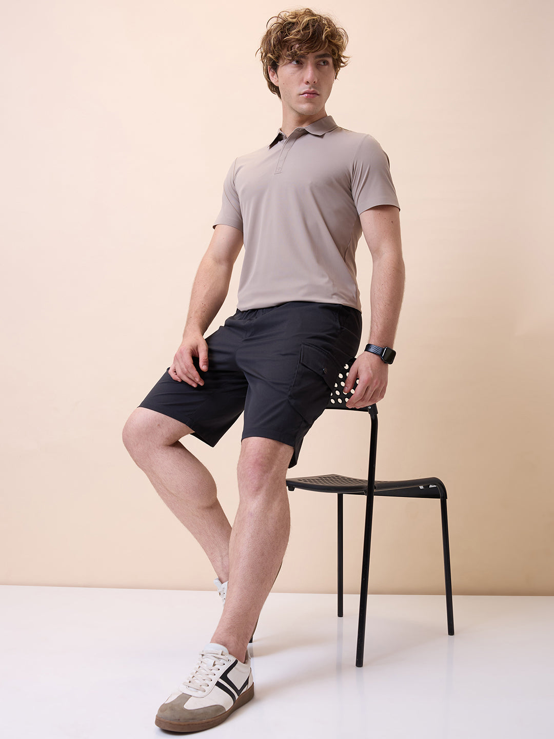 Mens Solid Regular Fit Drawstring Short