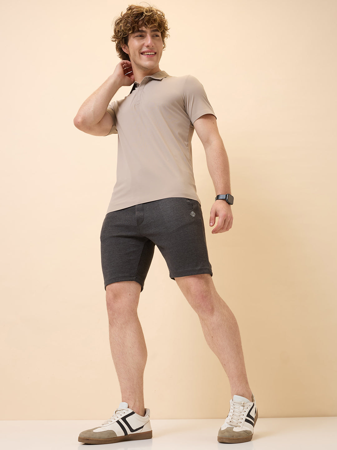 Mens Solid Regular Fit Drawstring Short