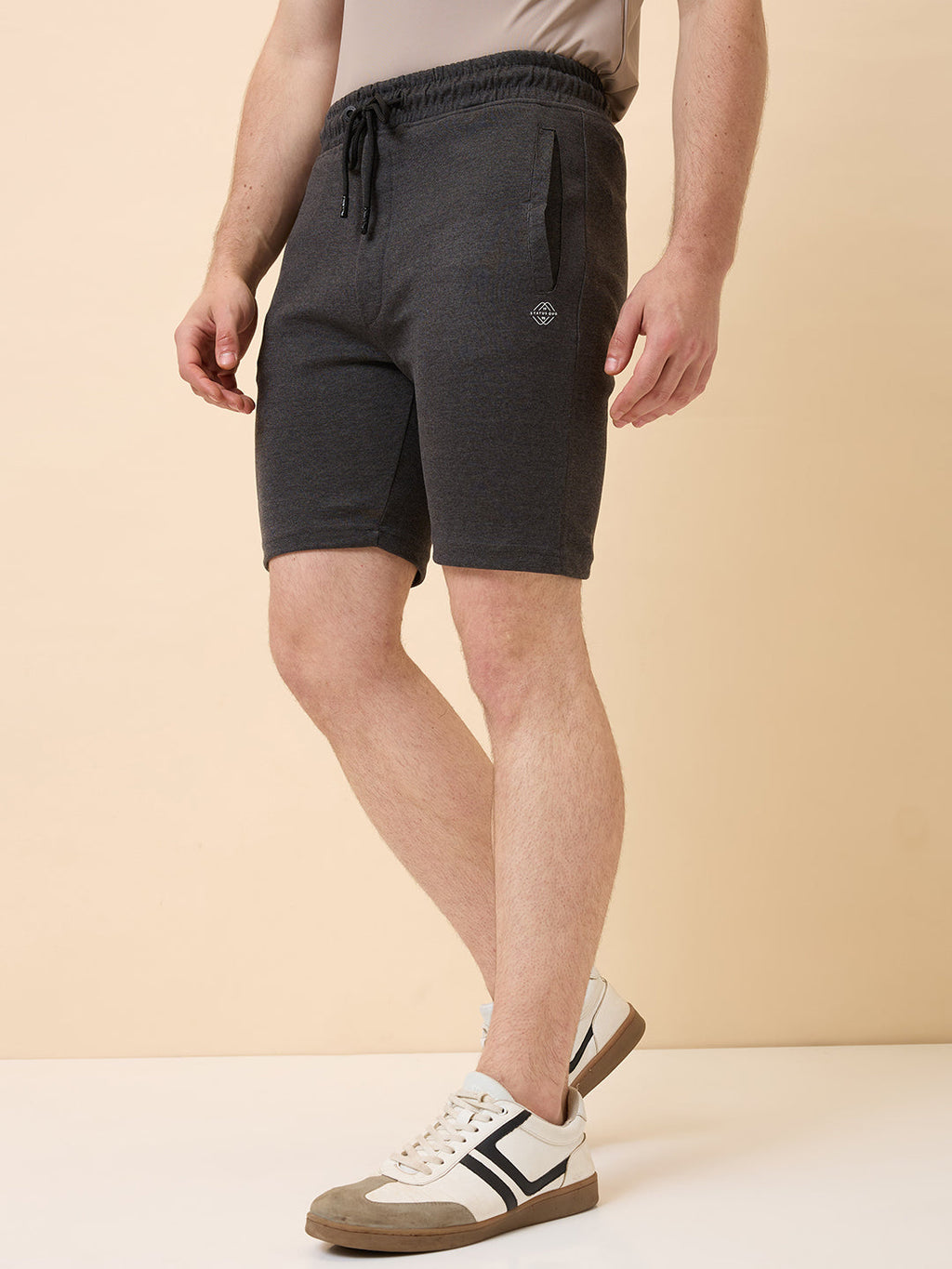 Mens Solid Regular Fit Drawstring Short