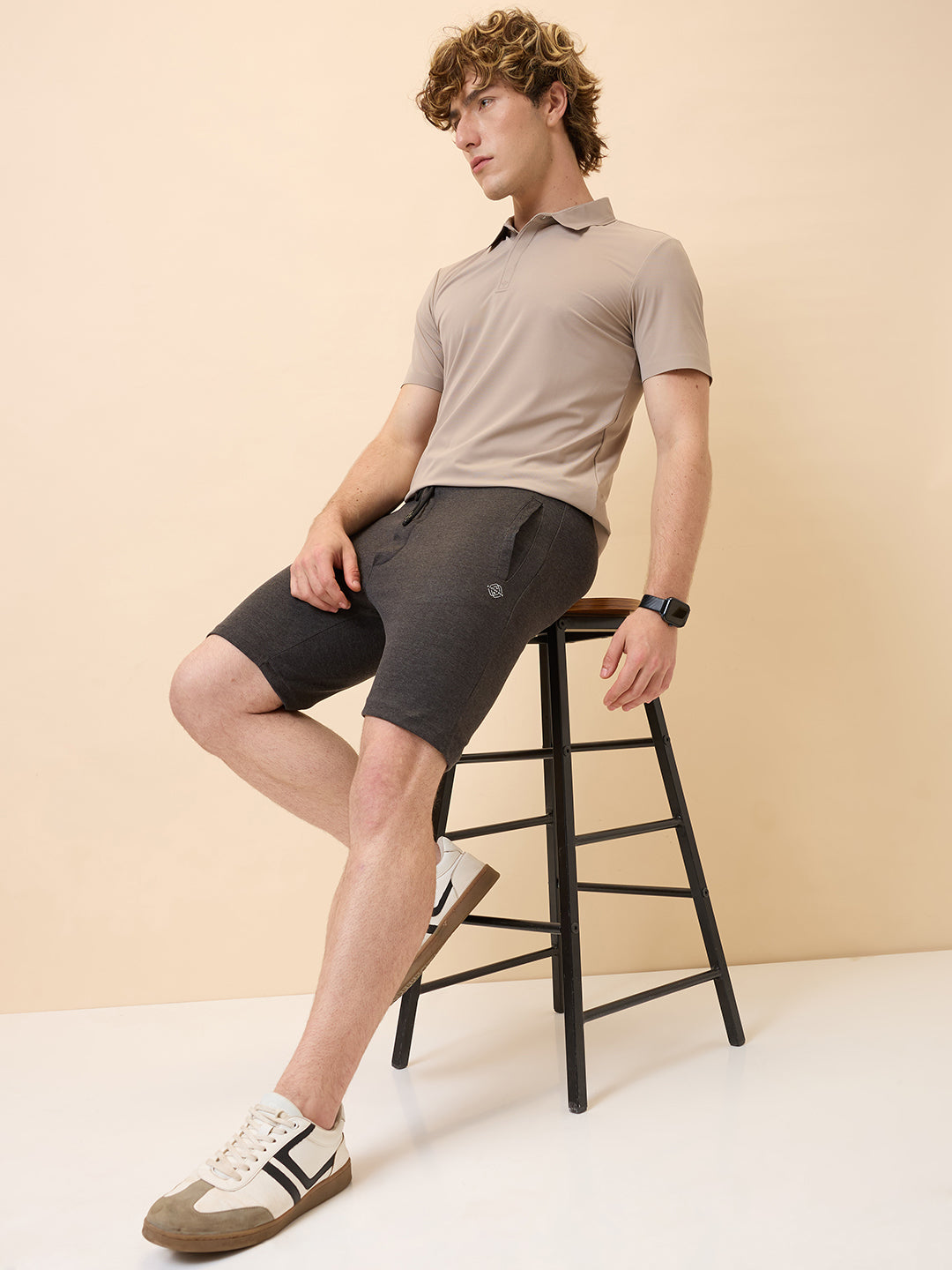 Mens Solid Regular Fit Drawstring Short