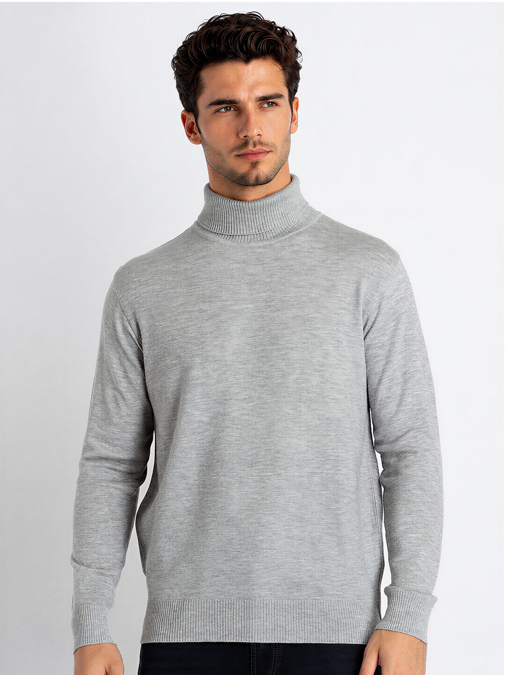 Mens Solid High Neck Sweater
