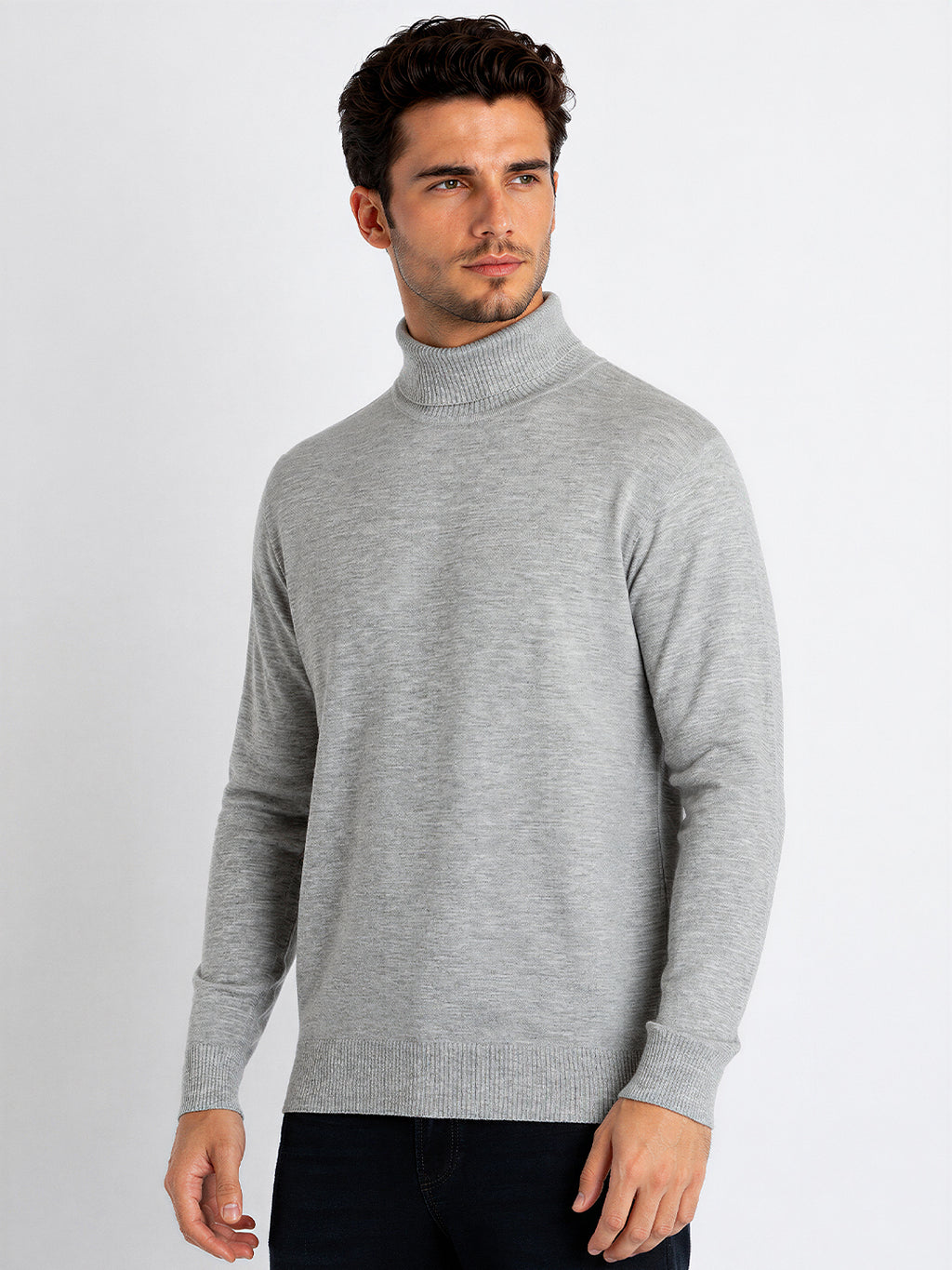 Mens Solid High Neck Sweater