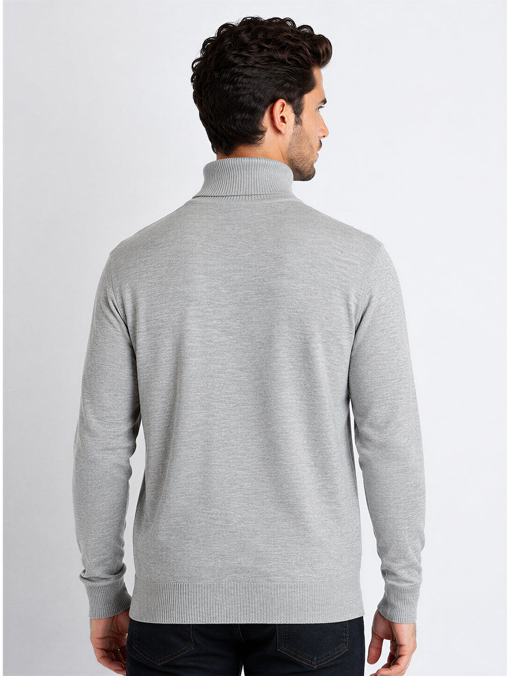 Mens Solid High Neck Sweater