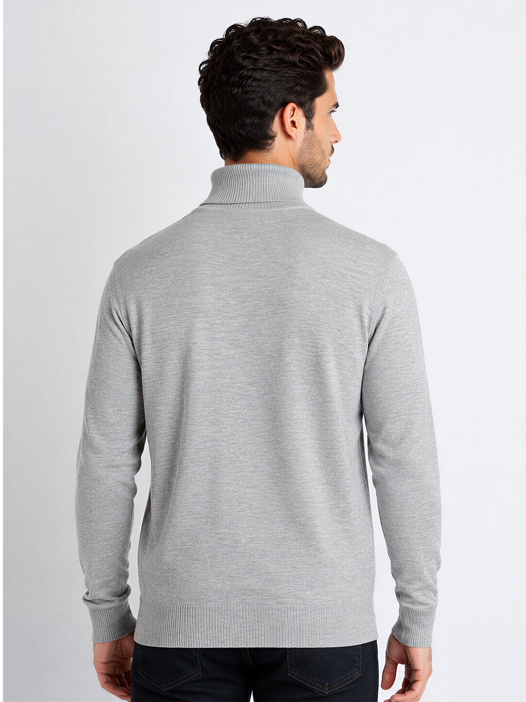 Mens Solid High Neck Sweater