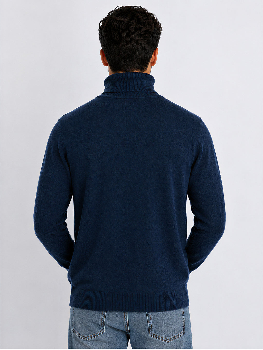 Mens Solid High Neck Sweater