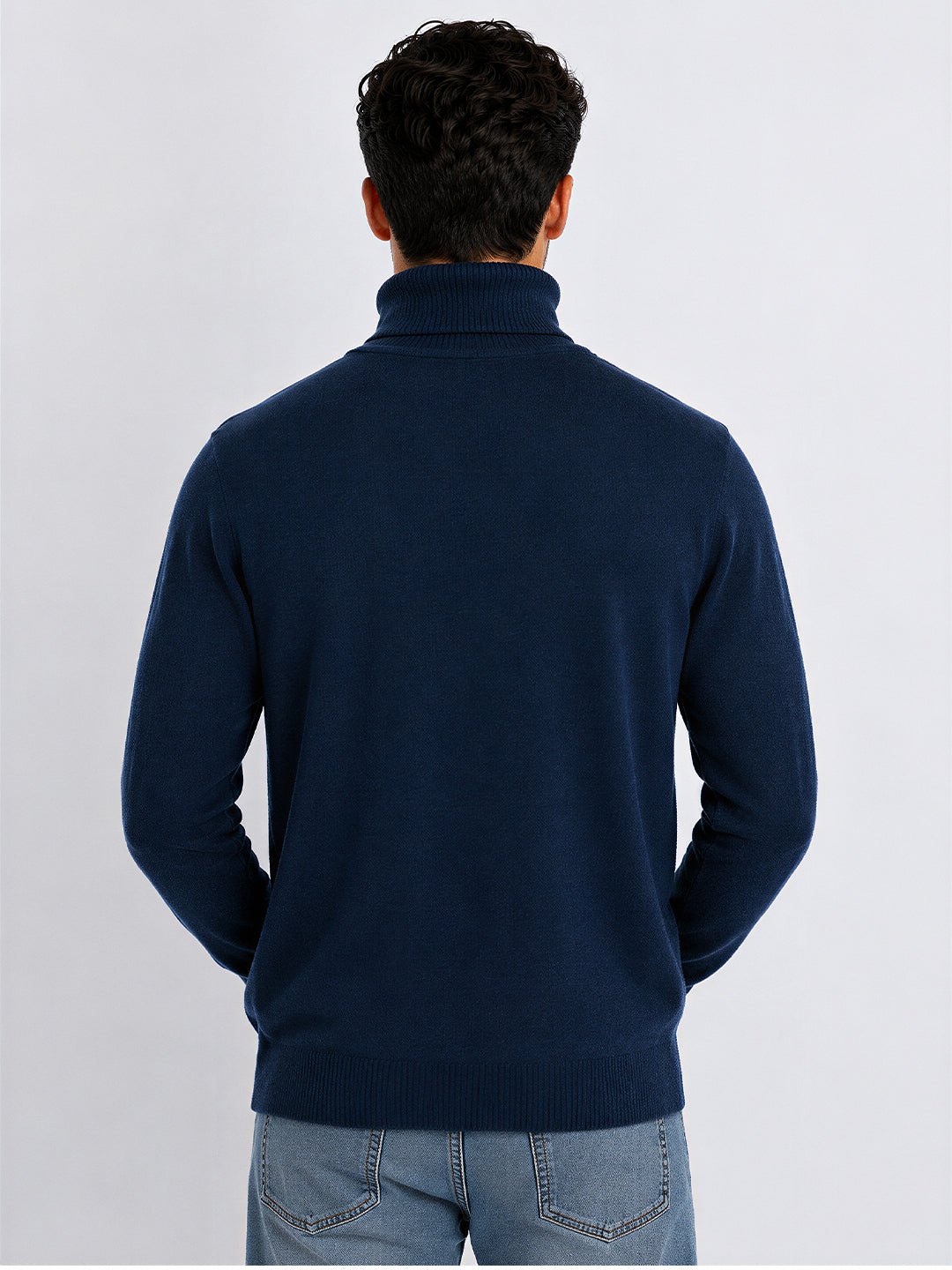 Mens Solid High Neck Sweater