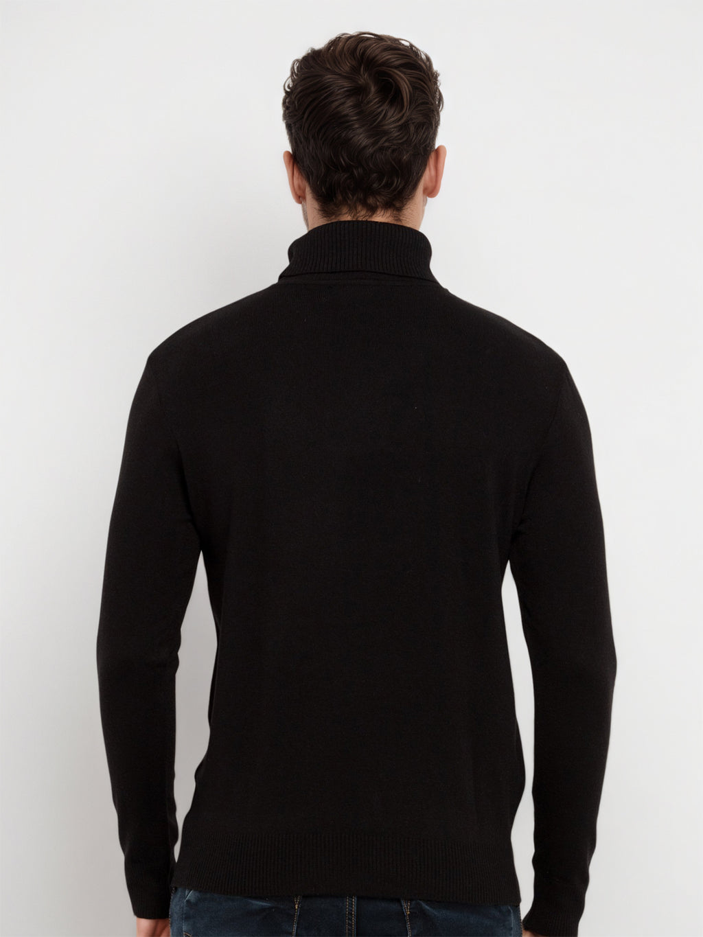 Mens Solid High Neck Sweater