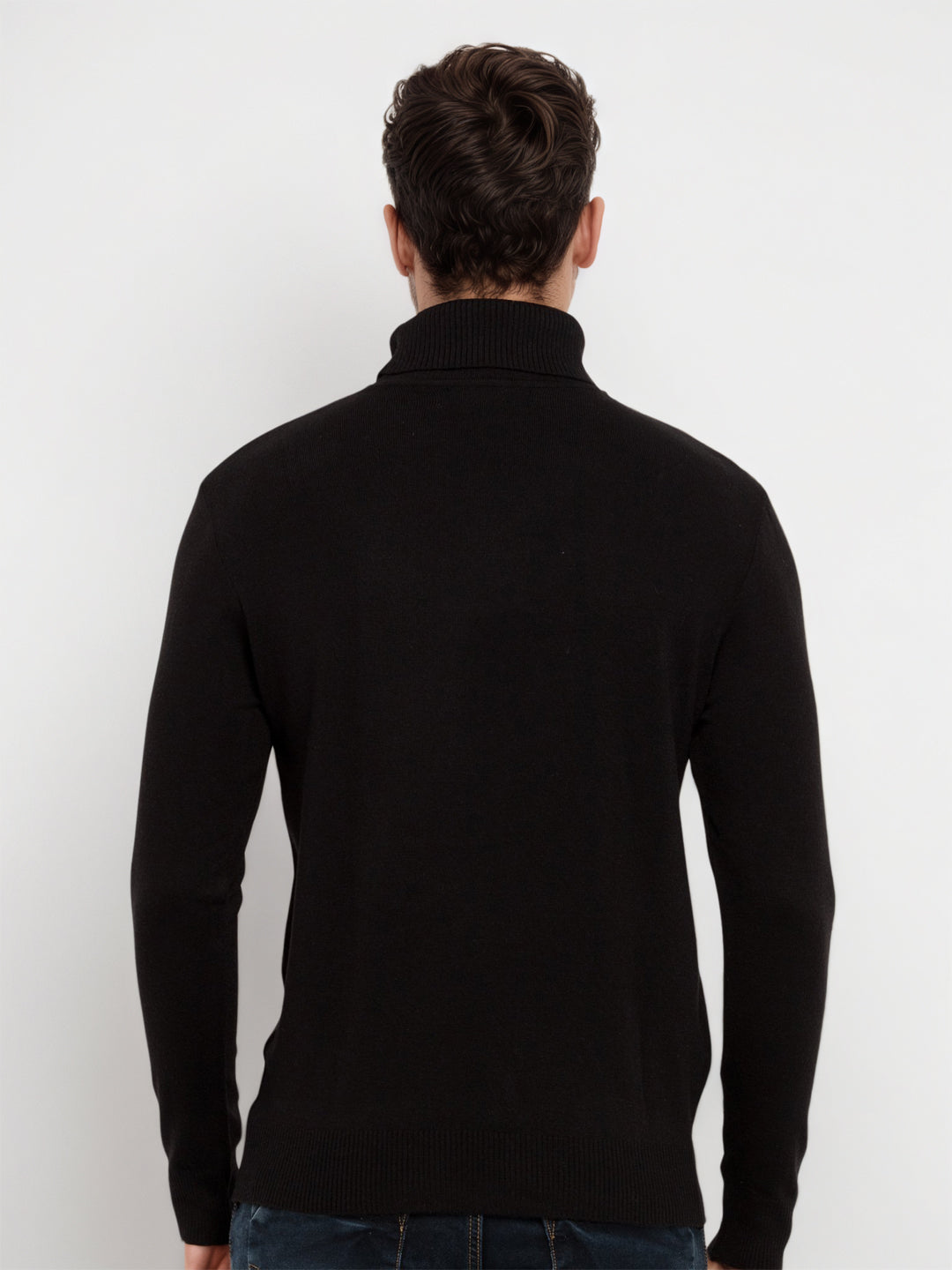Mens Solid High Neck Sweater