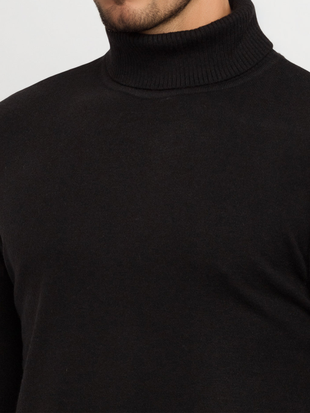 Mens Solid High Neck Sweater