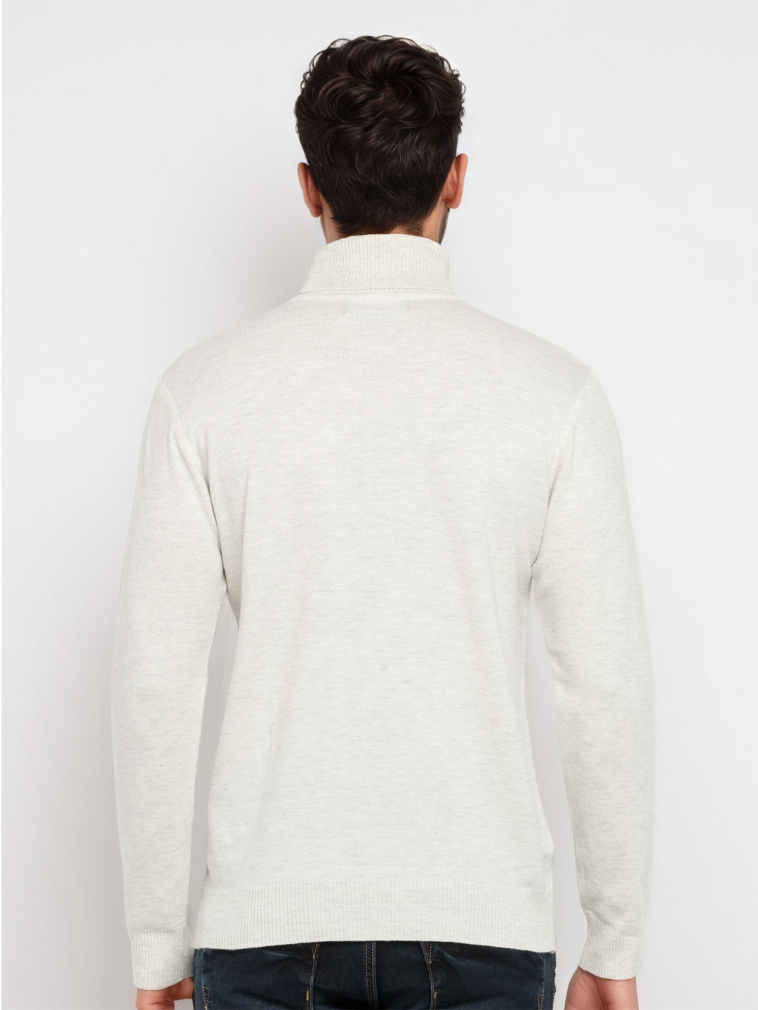 Mens Solid High Neck Sweater